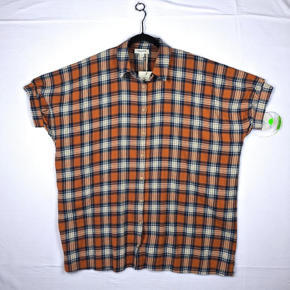 Mittoshop Lumber Jill Dress Woman Large Plaid Flannel Boxy Lagenlook‎ Short NWT